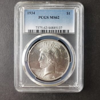 1934 $1 Peace Silver Dollar PCGS MS62