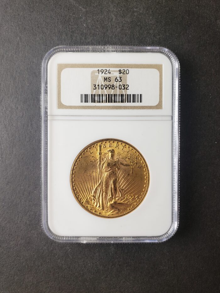 1924 $20 St. Gaudens Gold Double Eagle NGC MS63