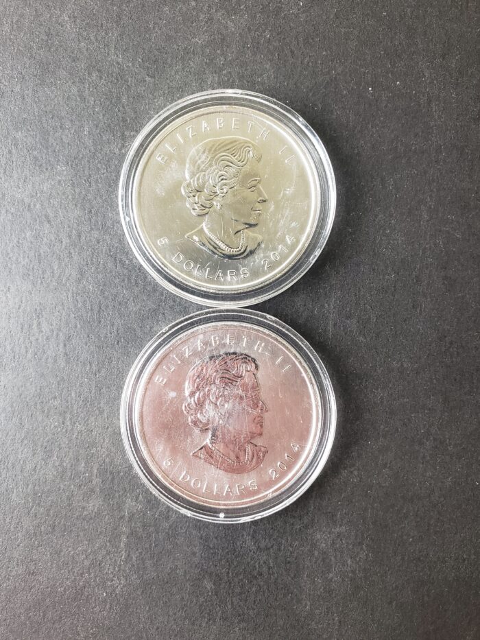 Two 2014 Canada $5 1oz Silver Bird Coins in Capsules