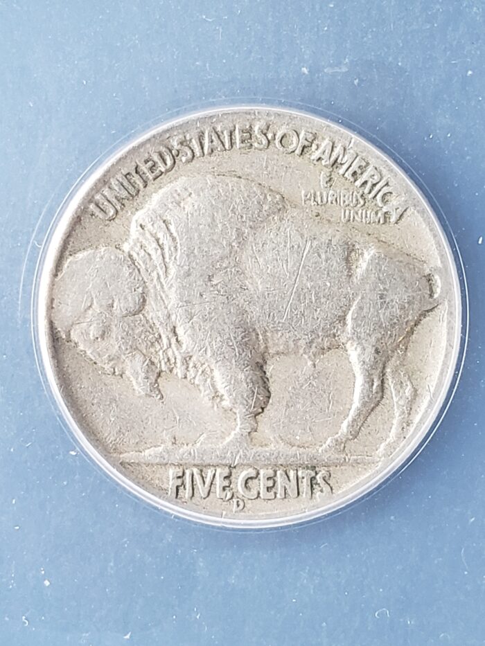 1937 D 5c Buffalo Nickel 3 Legged Variety ANACS VG10 Details Scratched - Image 2