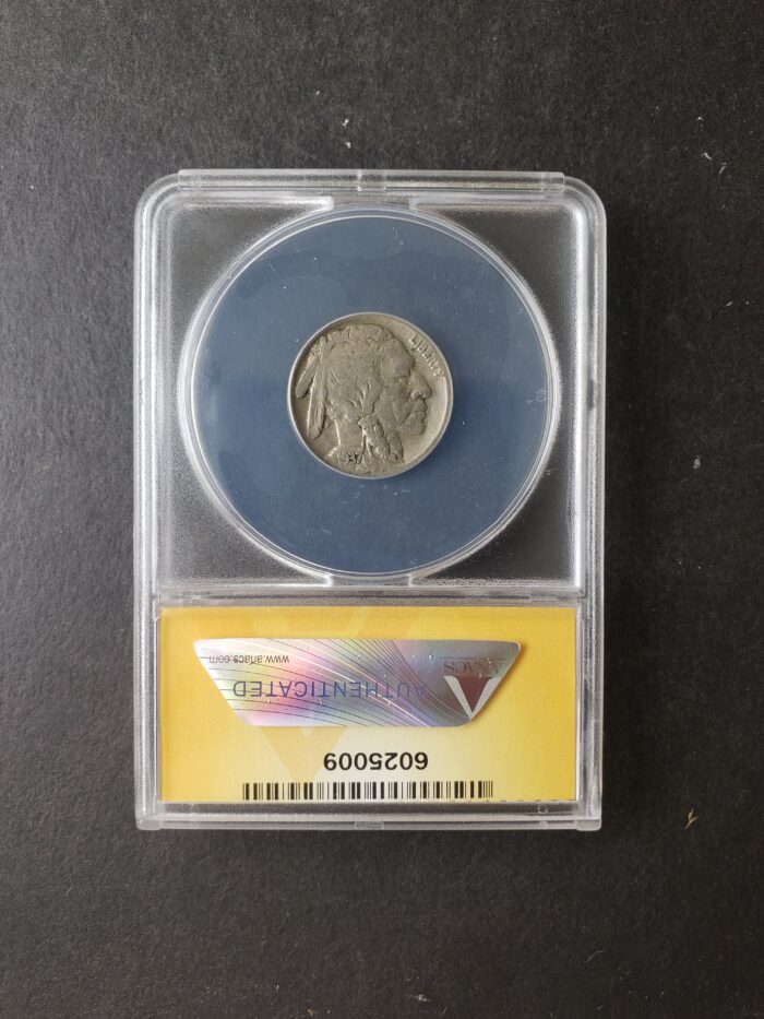 1937 D 5c Buffalo Nickel 3 Legged Variety ANACS VG10 Details Scratched - Image 4