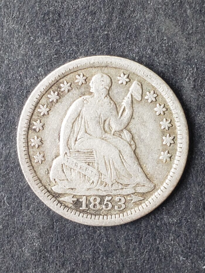 1853 5c Seated Liberty Silver Half Dime