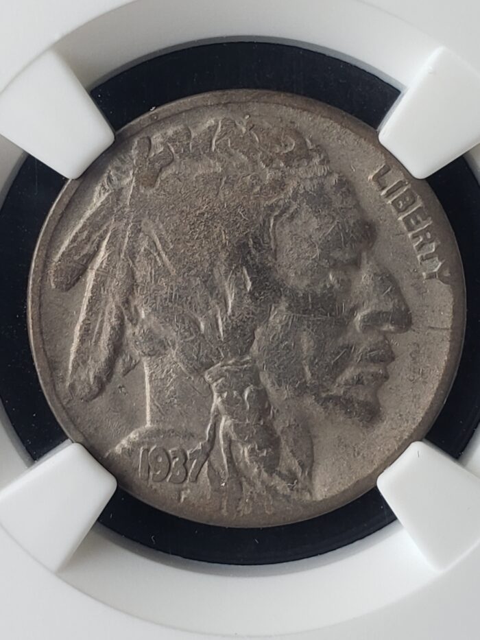 1937 D 5c Buffalo Nickel 3 Leg Variety NGC Fine Details Cleaned - Image 2
