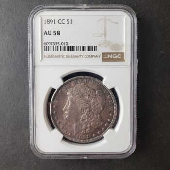 1891 CC $1 Morgan Silver Dollar NGC AU58