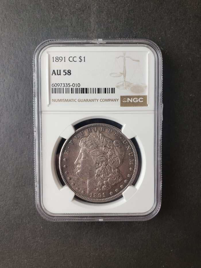 1891 CC $1 Morgan Silver Dollar NGC AU58