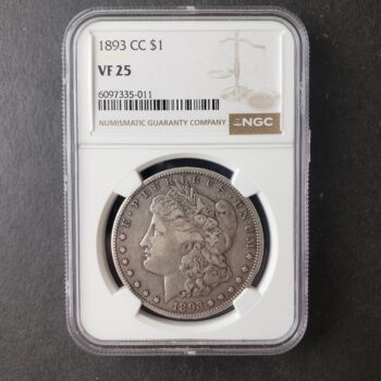 1893 CC $1 Morgan Silver Dollar NGC VF25