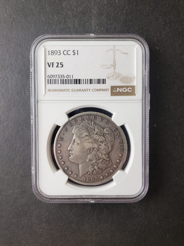 1893 CC $1 Morgan Silver Dollar NGC VF25