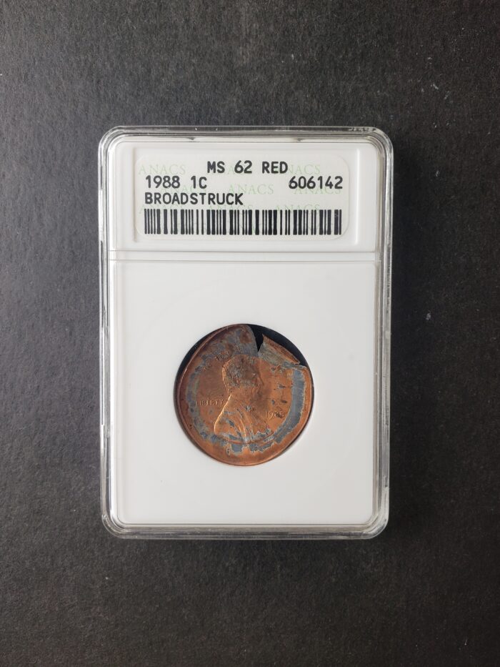 1988 1c Lincoln Memorial Cent Broadstruck ANACS MS62 Red