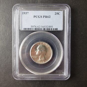 1937 Proof 25c Washington Silver Quarter Dollar PCGS PR62