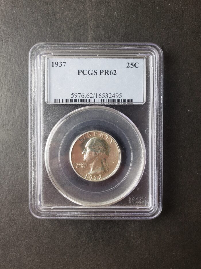 1937 Proof 25c Washington Silver Quarter Dollar PCGS PR62