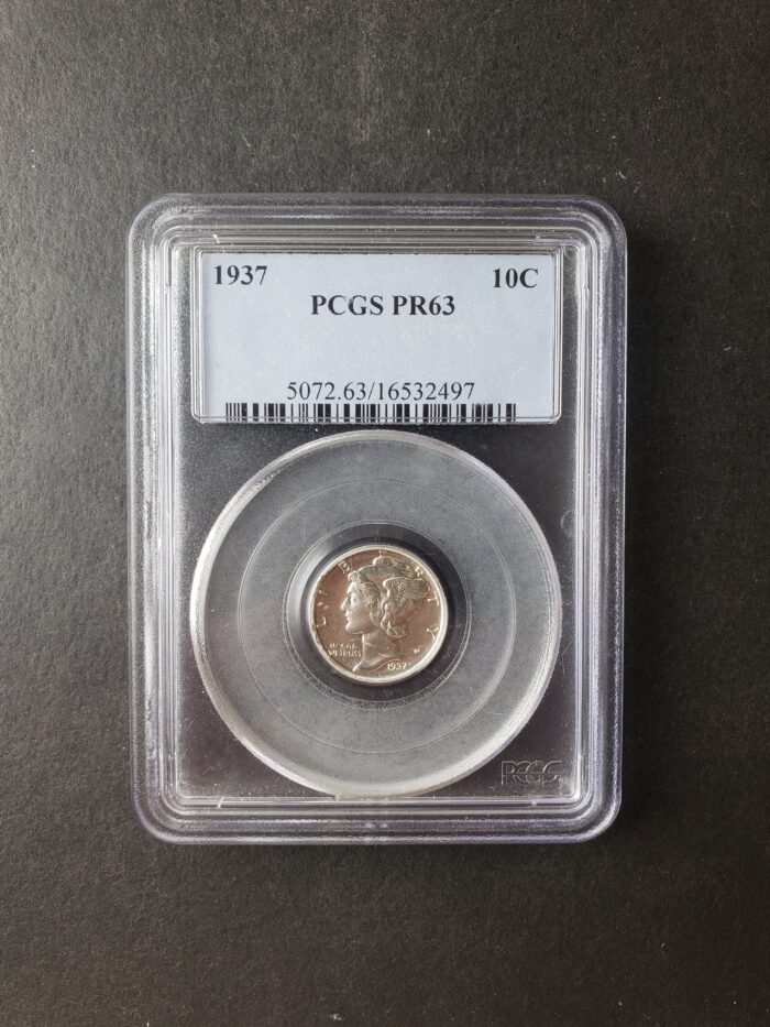 1937 Proof 10c Winged Liberty Silver Dime PCGS PR63