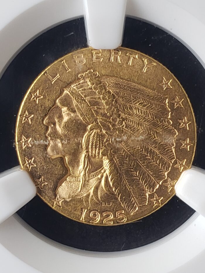 1925 D $2.50 Incuse Indian Gold Quarter Eagle NGC MS62 - Image 2