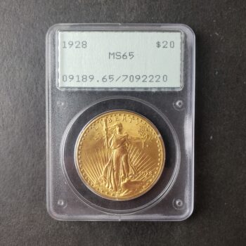 1928 $20 St. Gaudens Gold Double Eagle PCGS MS65