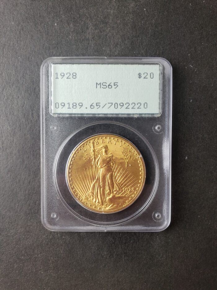 1928 $20 St. Gaudens Gold Double Eagle PCGS MS65
