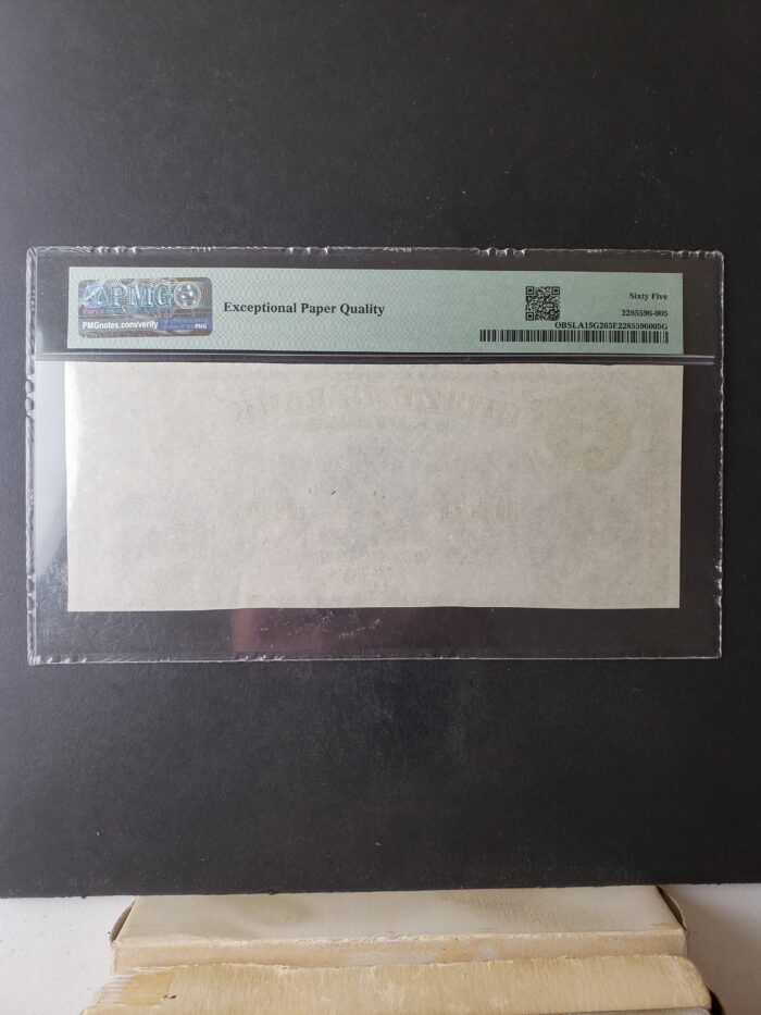 1860s Citizens' Bank of Louisiana Obsolete Currency Note Remainder PMG 65 Gem Uncirculated EPQ - Image 2