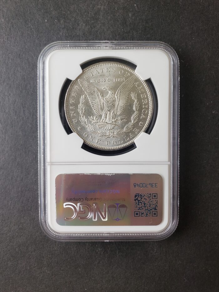 1890 $1 Morgan Silver Dollar NGC UNC Details Obverse Cleaned - Image 2