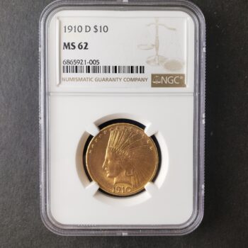 1910 D $10 Indian Gold Eagle NGC MS62