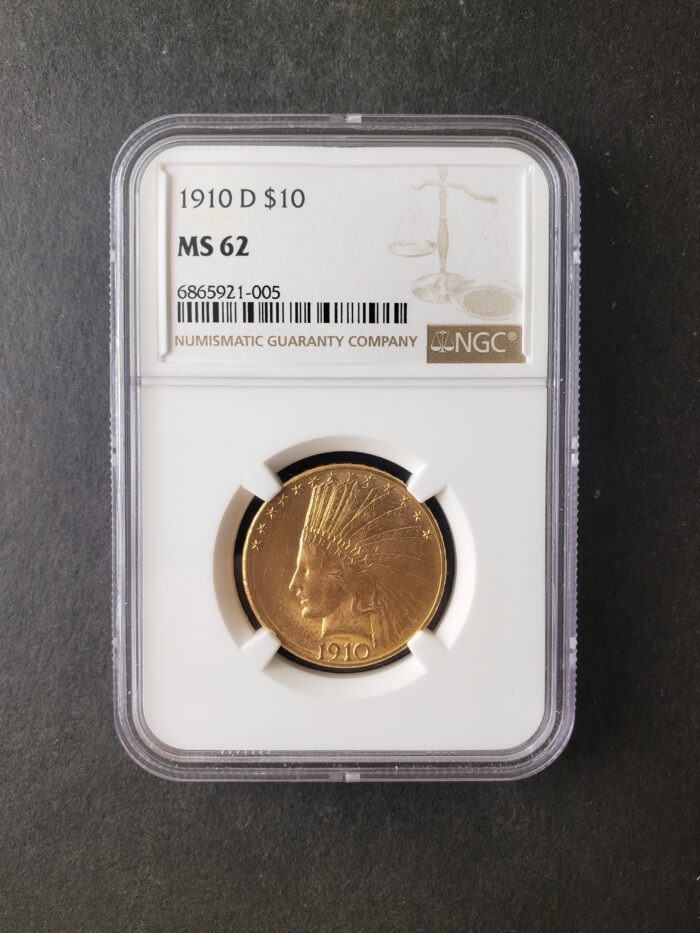 1910 D $10 Indian Gold Eagle NGC MS62