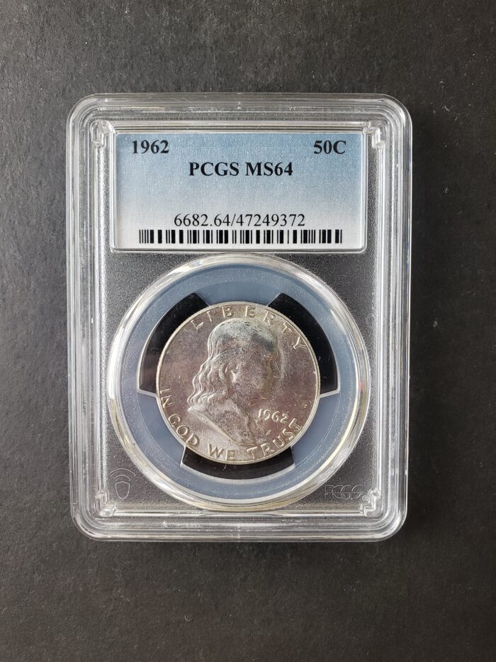 1962 50c Franklin Silver Half Dollar PCGS MS64