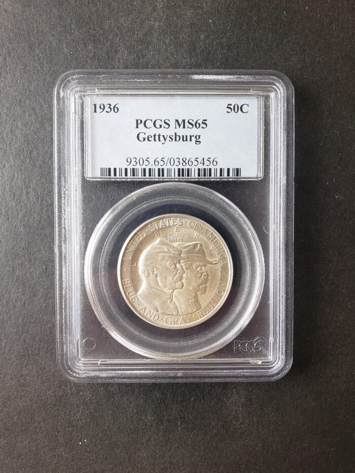 1936 50c Gettysburg Silver Half Dollar PCGS MS65