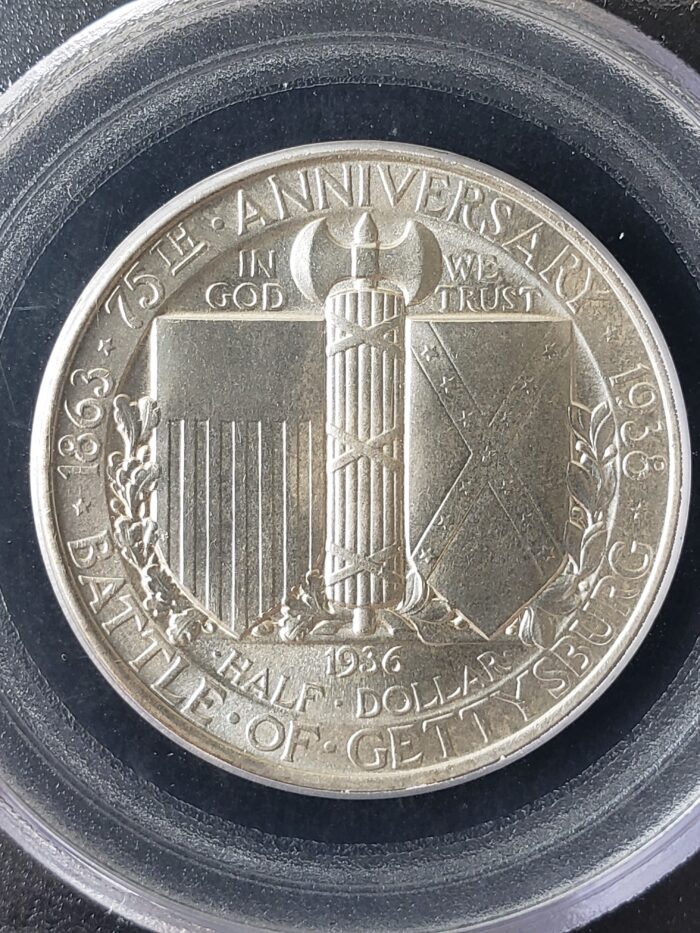1936 50c Gettysburg Silver Half Dollar PCGS MS65 - Image 3