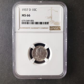 1937 D 10c Winged Liberty Silver Dime NGC MS66
