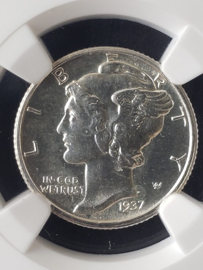 1937 D 10c Winged Liberty Silver Dime NGC MS66 - Image 2