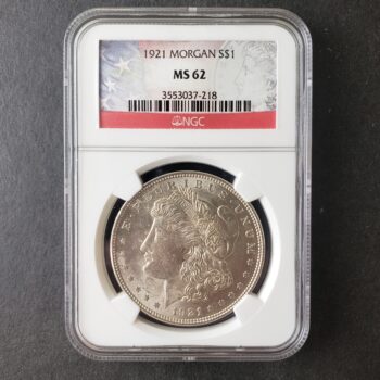 1921 $1 Morgan Silver Dollar NGC MS62