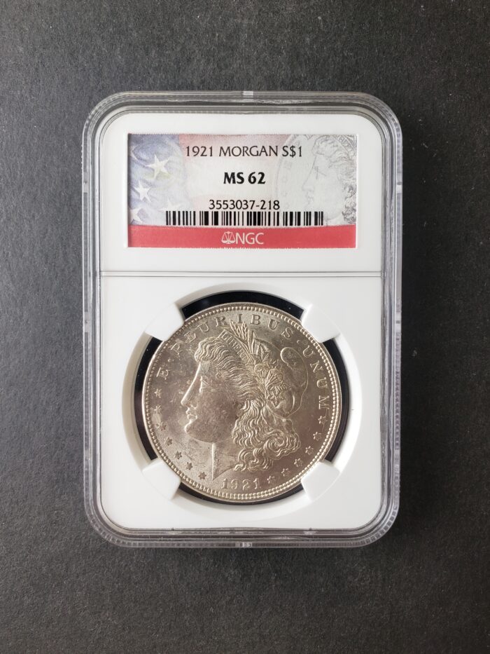 1921 $1 Morgan Silver Dollar NGC MS62