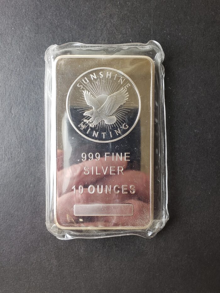 Sunshine Minting 10oz Silver Bar in Plastic at $1/oz Over Spot