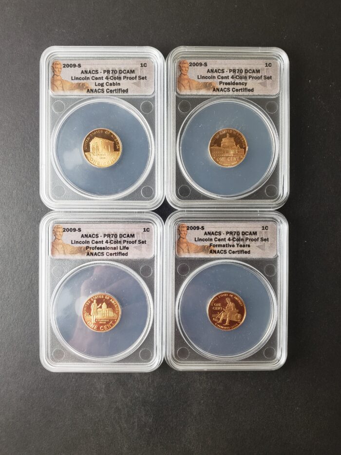 Four 2009 S Proof 1c Lincoln Cents ANACS PR70 DCAM