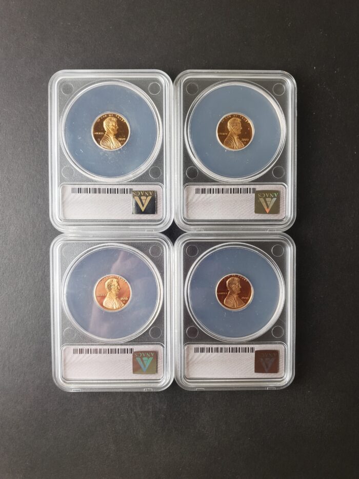 Four 2009 S Proof 1c Lincoln Cents ANACS PR70 DCAM - Image 2