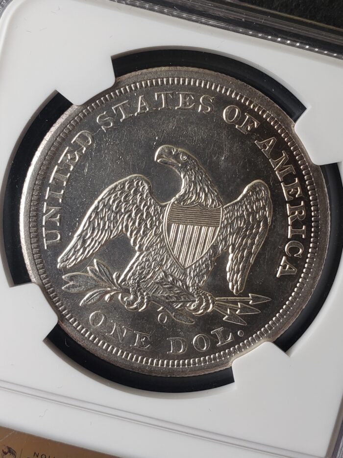 1859 O $1 Seated Liberty Silver Dollar NGC UNC Details Artificial Toning - Image 3