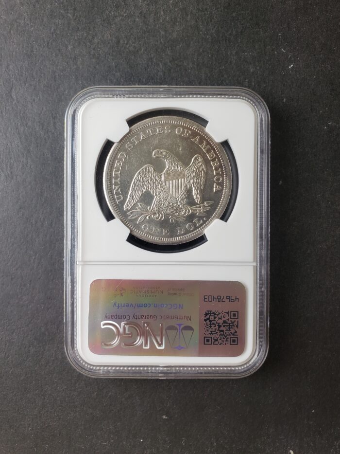 1859 O $1 Seated Liberty Silver Dollar NGC UNC Details Artificial Toning - Image 4