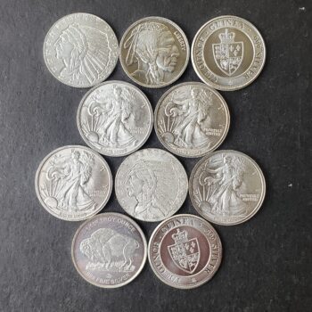 Lot of 10 1/10oz Silver Pieces