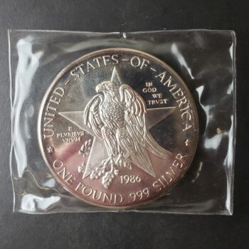 1986 14.58oz Silver Texas Round in Plastic at $1/oz Over Spot