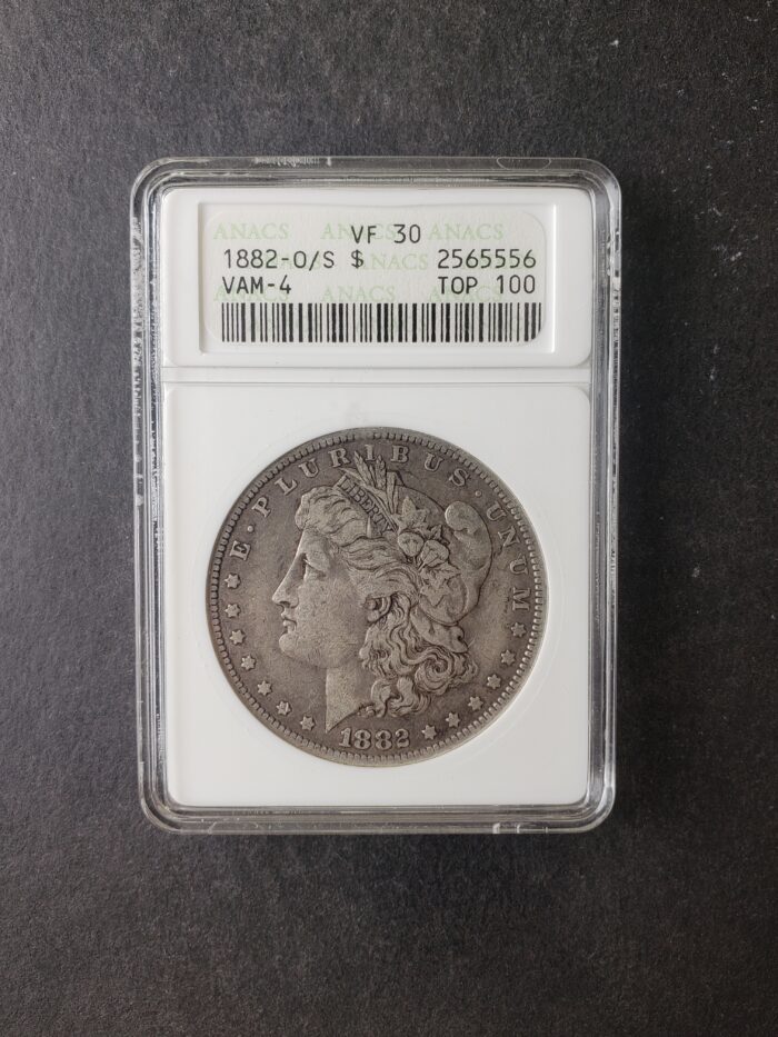 1882 O/S $1 Morgan Silver Dollar VAM4 Top100 ANACS VF30