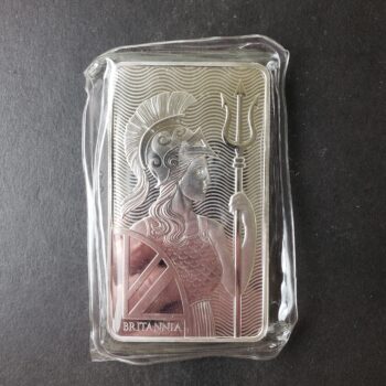 The Royal Mint 10oz Silver Britannia Bar in Plastic at $2/oz Over Spot