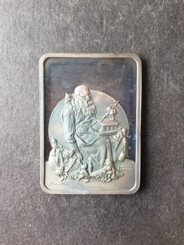 1975 Hamilton Mint 1oz Silver Norman Rockwell Ingot - Image 2