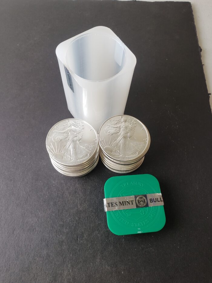 Mint Tube of 20 2024 $1 American Silver Eagle Dollars at $4/oz Over Spot