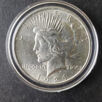 1924 $1 Peace Silver Dollar in a Capsule