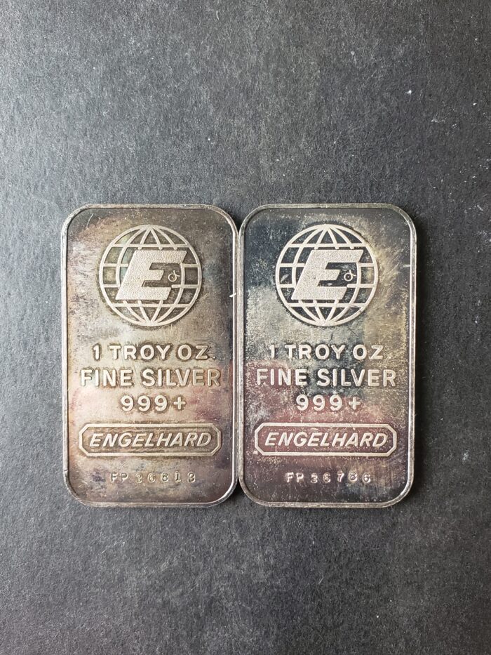 Two Engelhard 1oz Silver Bullhorn Bars