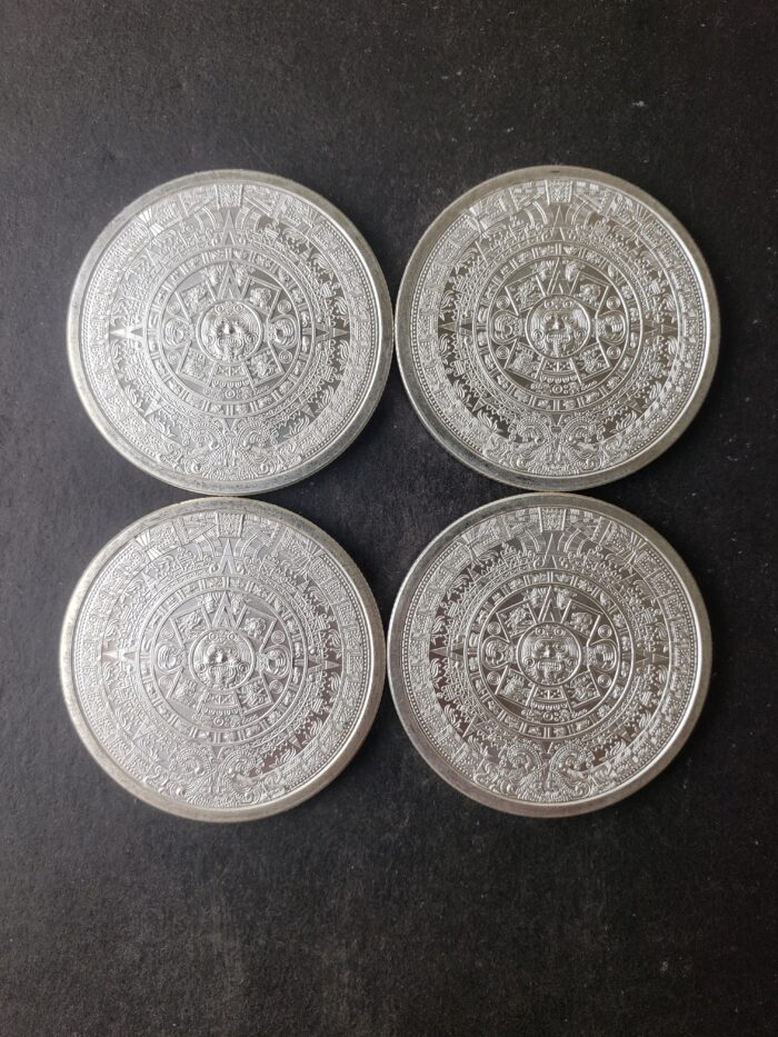 Lot of Four 1oz Silver Cuauhtemoc/Aztec Calendar Rounds at 50c/oz Over Spot - Image 2