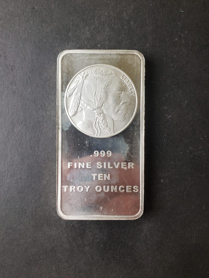 SilverTowne 10oz Silver Buffalo Bar at 50c/oz Over Spot
