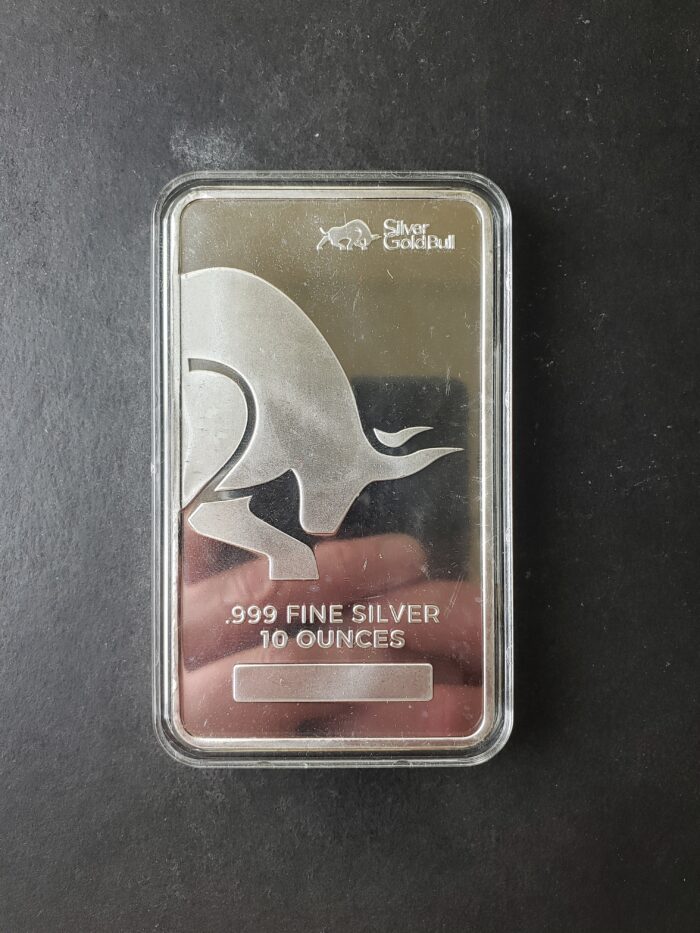 Silver Gold Bull 10oz Silver Bar in a Capsule at $1/oz Over Spot