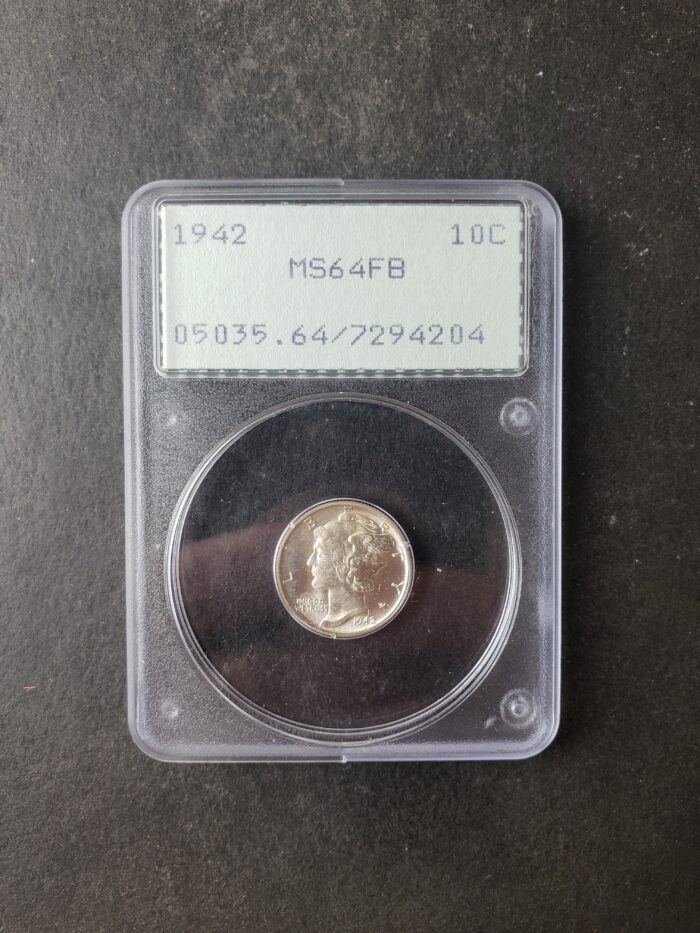 1942 10c Winged Liberty Silver Dime PCGS MS64 FB