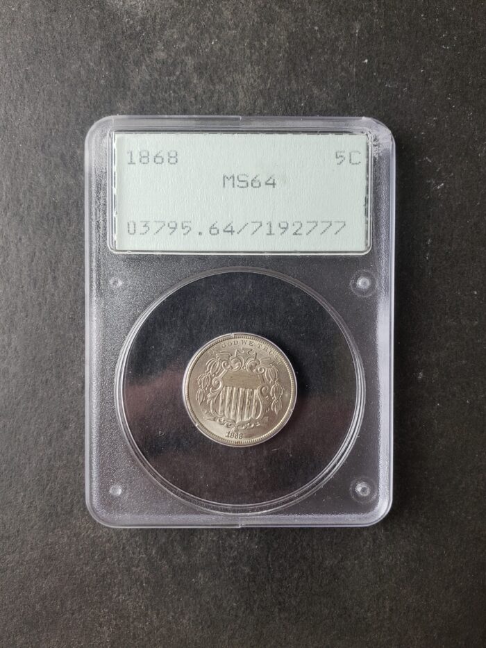 1868 5c Shield Nickel PCGS MS64