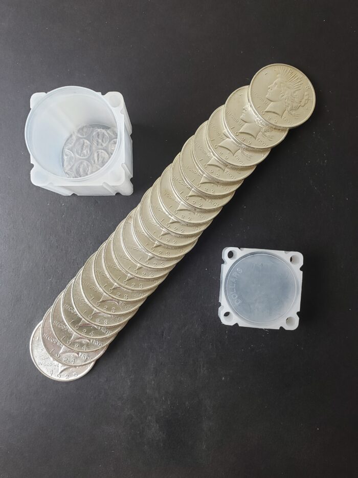 Tube of 20 $1 Peace Silver Dollars
