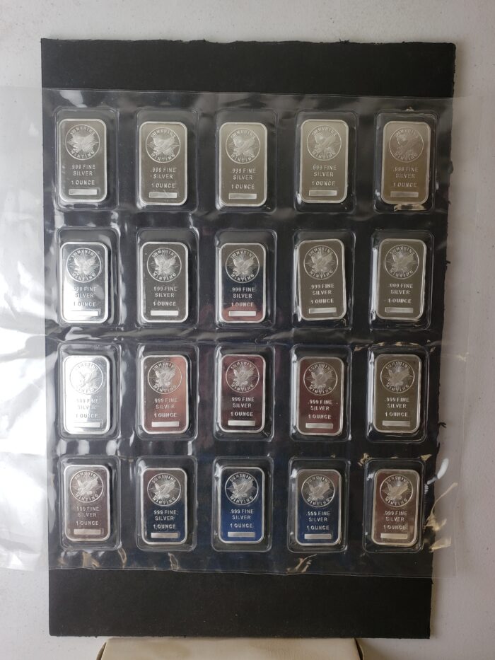 Sheet of 20 Sunshine Minting 1oz Silver Bars