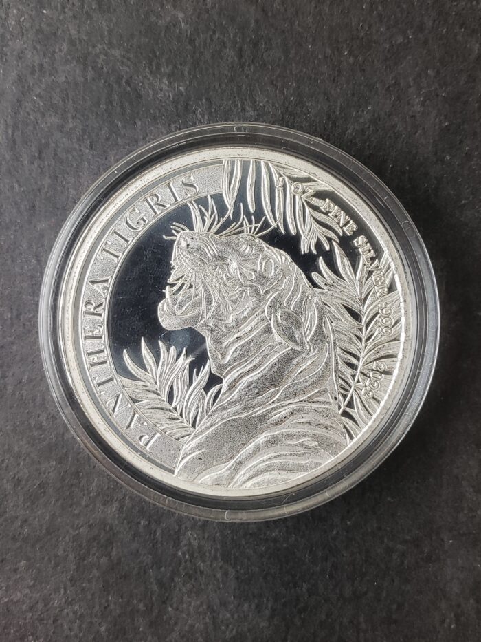 2022 Laos 500 Kip 1oz Silver Tiger Coin in a Capsule